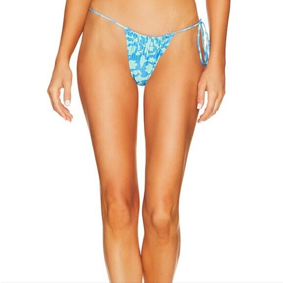 NEW Stone Fox Swim River String Bikini Swim Bottom in Ocean Bloom - Picture 7 of 13
